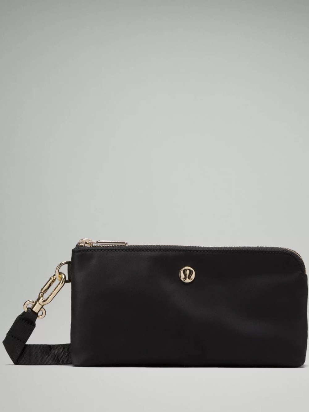 lululemon athletica Black Wristlet Clutch with Gold Hardware 34801